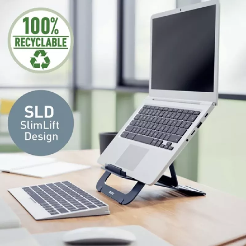 Leitz Ergo Aluminium Ultra-Flat höhenverstellbarer Laptopständer, Laptop- & Tabletarm, Dunkelgrau, Aluminium, 25,4 cm (10 Zoll), 43,2 cm (17 Zoll), 25,4 cm (10 Zoll)