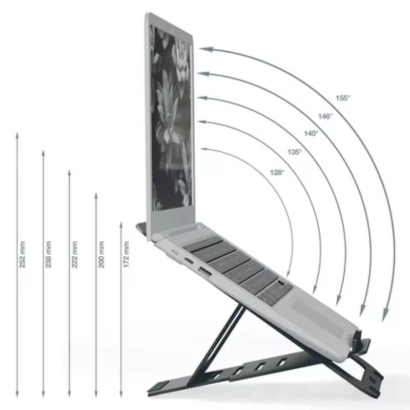 Leitz Ergo Aluminium Ultra-Flat höhenverstellbarer Laptopständer, Laptop- & Tabletarm, Dunkelgrau, Aluminium, 25,4 cm (10 Zoll), 43,2 cm (17 Zoll), 25,4 cm (10 Zoll)