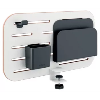 Leitz Ergo Small Pegboard Desk Organiser, 42x25 cm, MDF, Recycled plastic, Rubber, White, Clamp mount, Letter, Paper, Picture, 450 x 61 x 330 mm, 450 mm