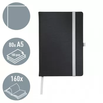 Leitz Style Notizbuch A5 blanko mit Hardcover, Monochromatisch, Schwarz, A5, 80 Blatt, 100 g/m², Hardcover