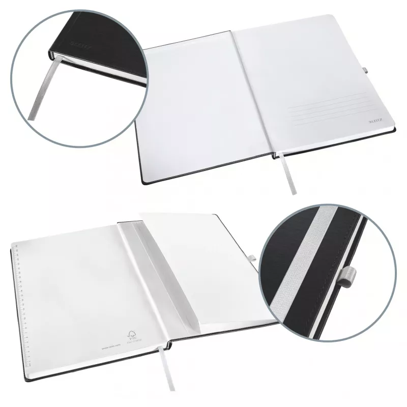 Leitz Style Notizbuch A5 liniert mit Hardcover, Einfarbig, Schwarz, A5, 80 Blatt, 100 g/m², Liniertes Papier