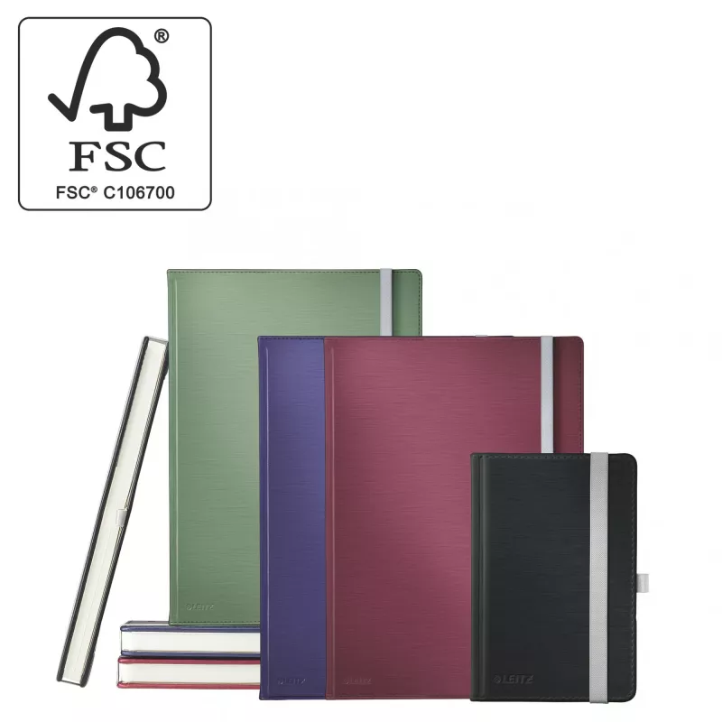 Leitz Style Notizbuch A5 liniert mit Hardcover, Einfarbig, Schwarz, A5, 80 Blatt, 100 g/m², Liniertes Papier