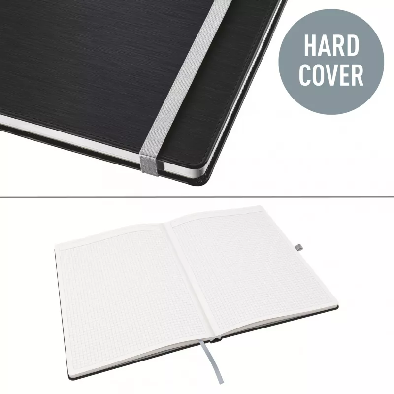 Leitz Style Notizbuch A5 kariert mit Hardcover, Monochrom, Schwarz, A5, 80 Blatt, 100 g/m², kariertes Papier