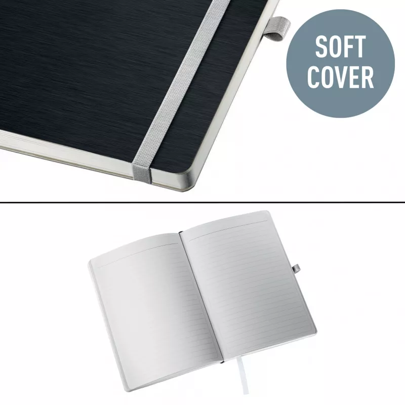 Leitz Style Notizbuch A5 liniert mit Softcover, Monochromatisch, Schwarz, A5, 80 Blatt, 100 g/m², Liniertes Papier