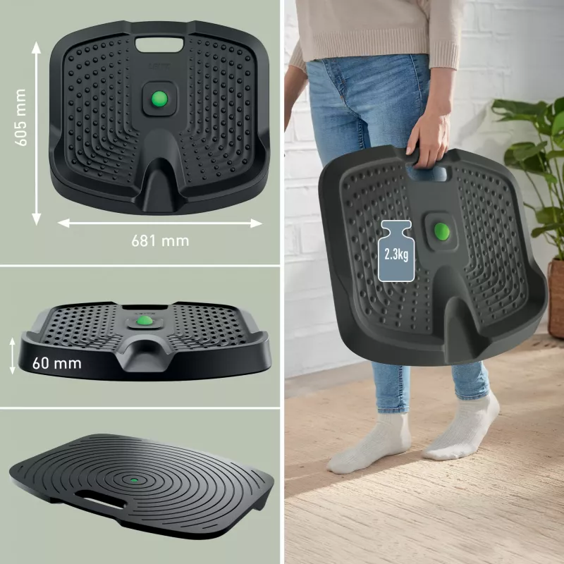 Leitz Ergo Active ergonomische Anti-Ermüdungsmatte, Rechteckig, Schwarz, Polyurethan, Bubble, China, 605 x 681 mm