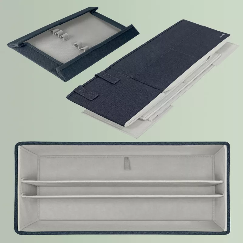 Leitz Fabric Hot Desking Arbeitstasche mit Deckel, Aufbewahrungstasche, Grau, Rechteckig, Stoff, Monochromatisch, Unisex