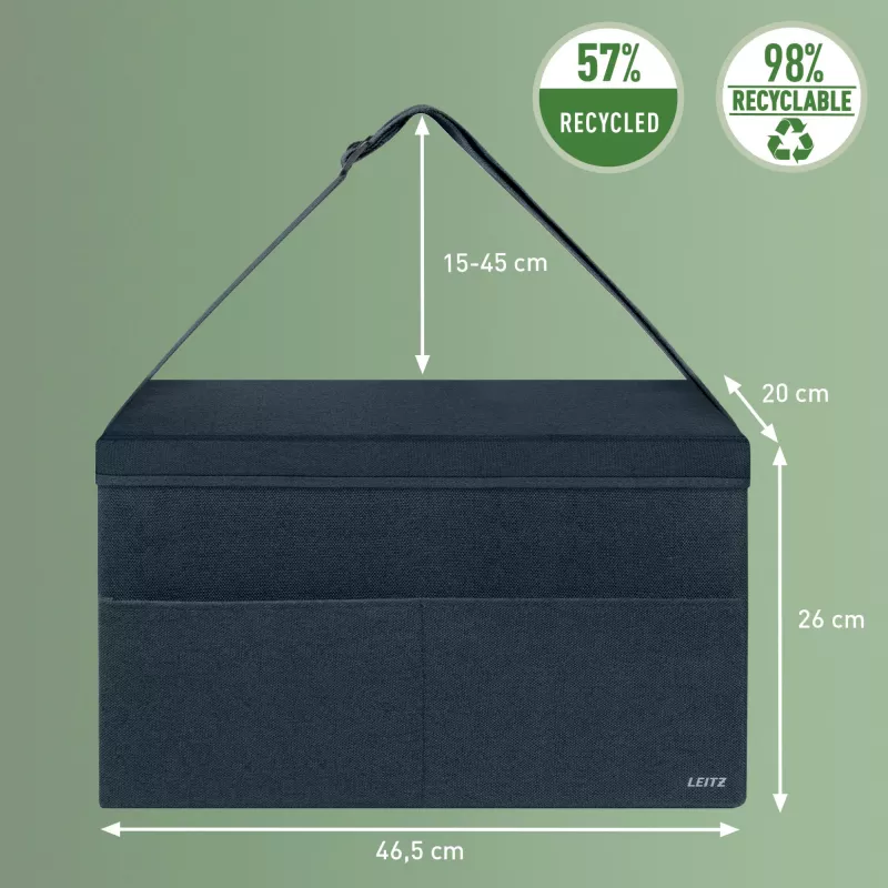 Leitz Fabric Hot Desking Arbeitstasche mit Deckel, Aufbewahrungstasche, Grau, Rechteckig, Stoff, Monochromatisch, Unisex