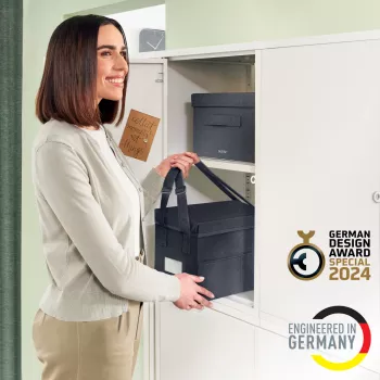 Leitz Fabric kompakte Hot-Desking-Arbeitstasche mit Deckel, Aufbewahrungstasche, Grau, Rechteckig, Stoff, Einfarbig, Erwachsener