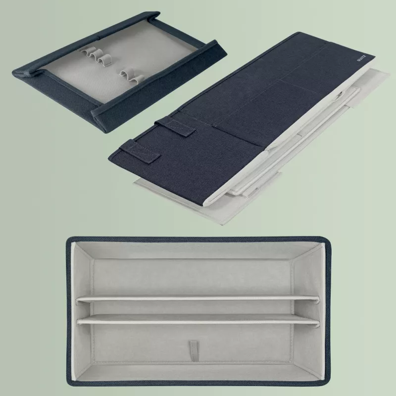 Leitz Fabric kompakte Hot-Desking-Arbeitstasche mit Deckel, Aufbewahrungstasche, Grau, Rechteckig, Stoff, Einfarbig, Erwachsener