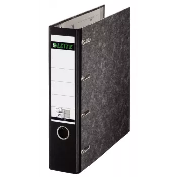 Leitz Doppelmechanik-Hebelordner Classic Marbled, 2 x A5, Karton, Schwarz, Strukturoberfläche, 1000 Blatt, 80 g/m²