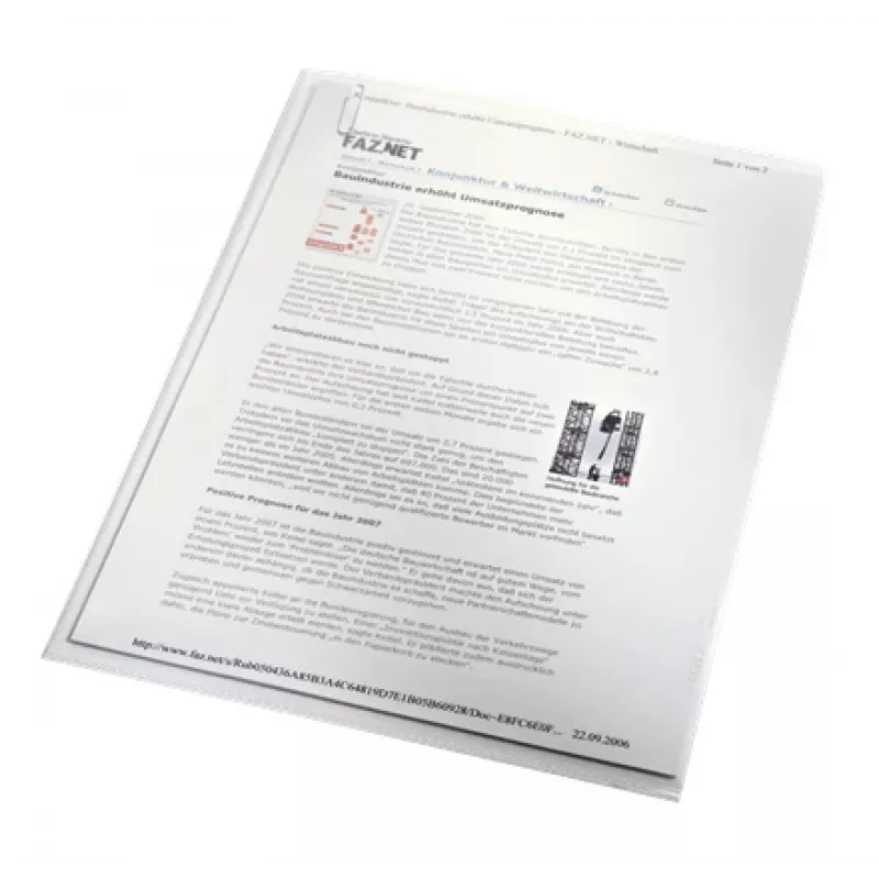 LEITZ Klarsichthüllen Standard, A4, PP, genarbt, 0,13 mm, oben und seitlich offen, dokumentenecht (4000-00-03)