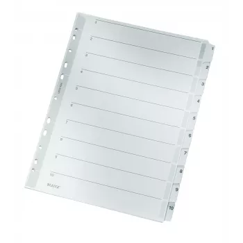 Leitz 43240000 Tab-Index Numerisches Tab-Register Karton, Kunststoff Grau