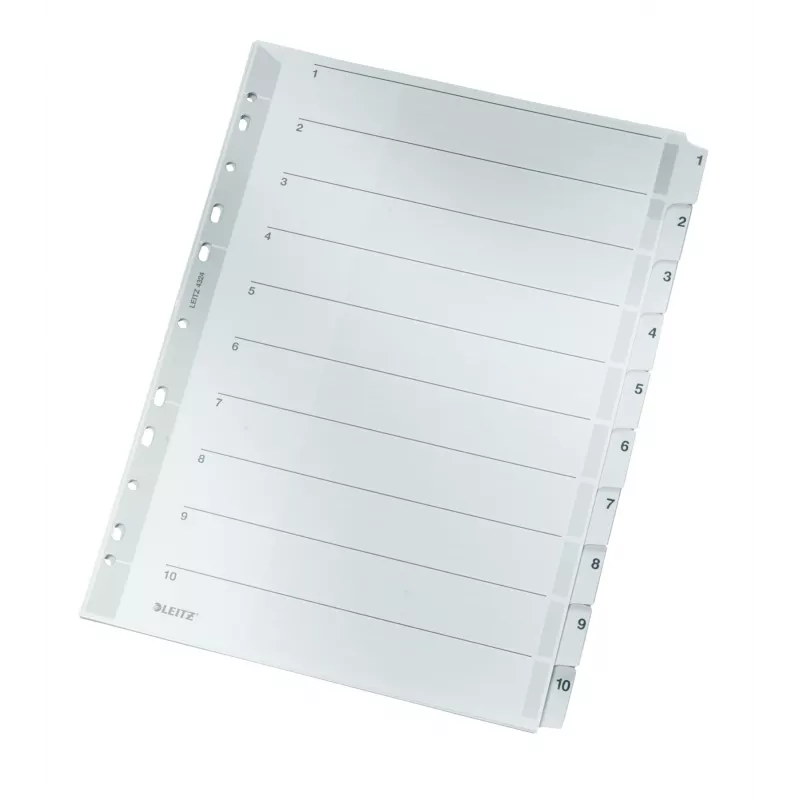 Leitz 43240000 Tab-Index Numerisches Tab-Register Karton, Kunststoff Grau