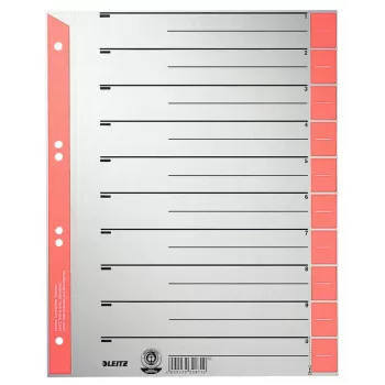 Leitz 16520025 Tab-Register Numerisches Register Karton Grau, Rot