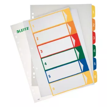 Leitz PC bedruckbarer Index, PP, extrabreit, numerisches Tab-Register, Polypropylen (PP), Blau, Grün, Orange, Rot, Gelb, 245 mm, 2 mm, 305 mm