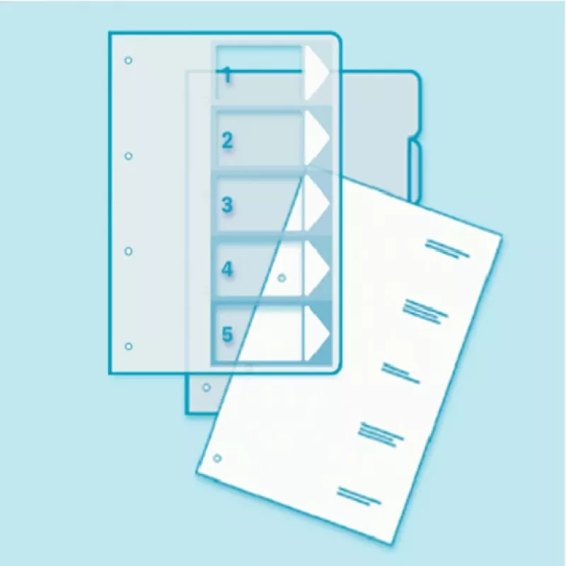 Leitz PC bedruckbarer Index, PP, extrabreit, numerisches Tab-Register, Polypropylen (PP), Blau, Grün, Orange, Rot, Gelb, 245 mm, 2 mm, 305 mm
