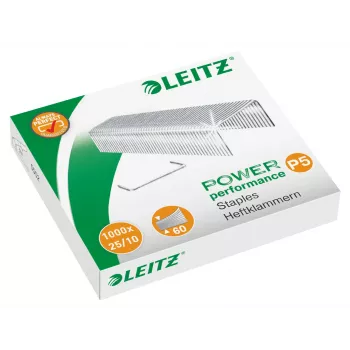 Leitz Heftklammern Power Performance P5 25/10 Box mit 1000, Heftklammernpaket, 25/10, 1 cm, 1000 Heftklammern, 60 Seiten, 25/10
