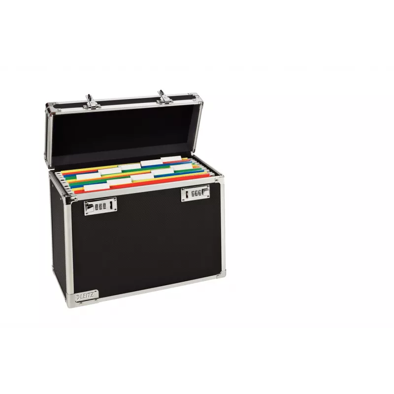 Leitz Mobiler Aktentasche Abschließbar A4, Schwarz, Chrom, Kunststoff, Kombinationsschloss, 15 L, 366 mm, 165 mm