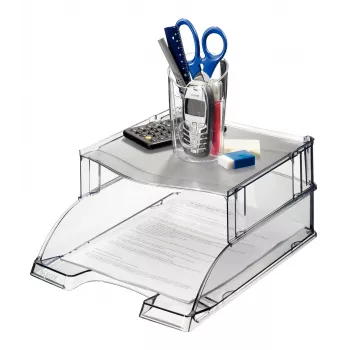Leitz Briefablage Erhöhung Plus Universal, Kunststoff, Grau, Transparent, 254 mm, 265 mm, 70 mm, 200 g