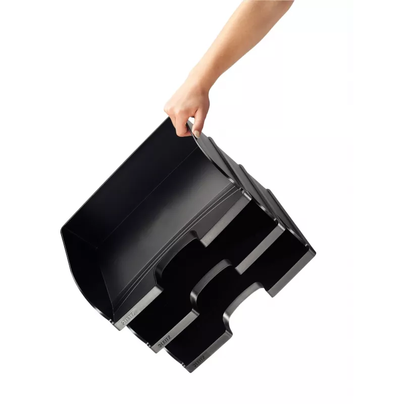 Leitz Briefablage Plus Landscape Jumbo, Kunststoff, Schwarz, Umschlag, Brief, Notiz, Papier, 350 x 103 x 273 mm, 363 x 273 x 103 mm, 400 g