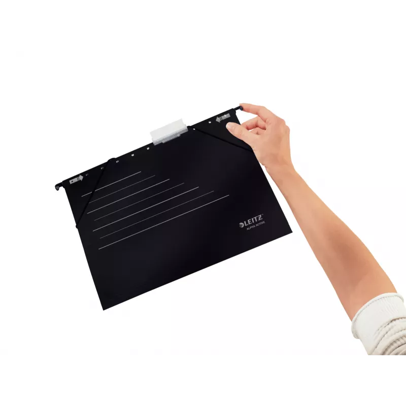 Leitz Hängeregistraturmappe Alpha Active FSC®, A4, Schwarz, Karton, 348 mm, 260 mm, 90 g