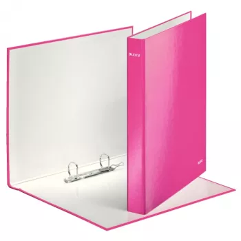 Leitz Ringbinder WOW laminiert A4+ 2DR/25mm, A4, Karton, Rosa, Weiß, 250 Blatt, 80 g/m²
