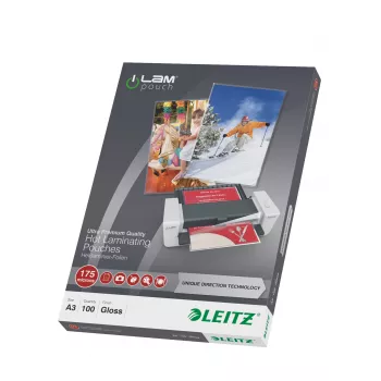 Leitz iLAM Ultra-Premium Glossy A3 Laminierfolien mit UDT, 175 Mikron, 100 Stück
