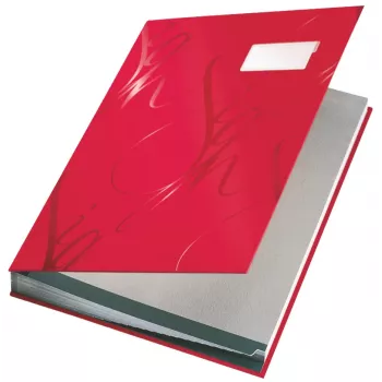 Leitz Design Unterschriftenmappe mit 18 Fächern, A4, Rot, Karton