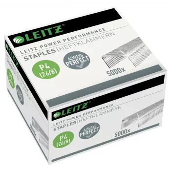 Leitz Heftklammern Power Performance P4 26/8 Box mit 5000 Stück, Heftklammernpäckchen, 26/8, 8 mm, 100 Heftklammern, Befestigung, 26/8