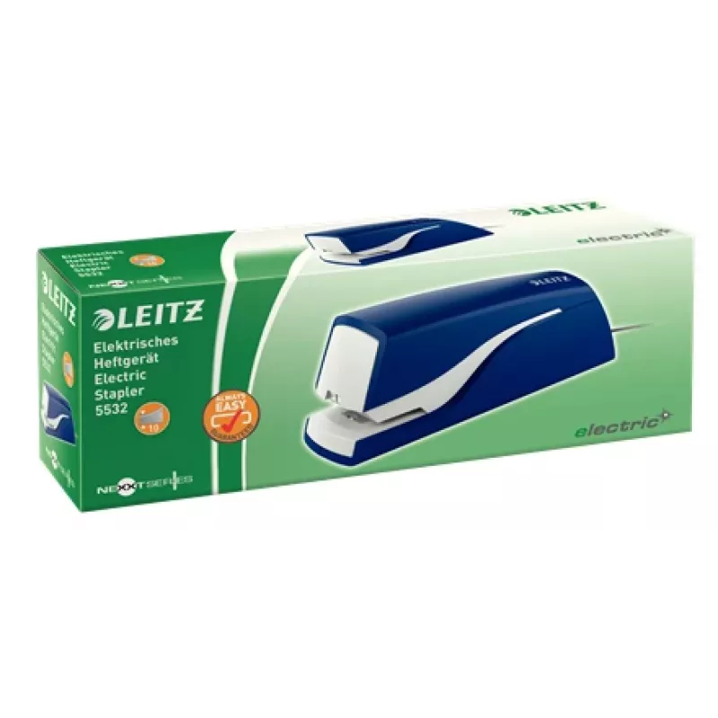 Leitz Elektrohefter 5532 NeXXt 10 Blatt, 10 Blatt, 200 Heftklammern, 1 cm, 1 cm, Kunststoff, Blau
