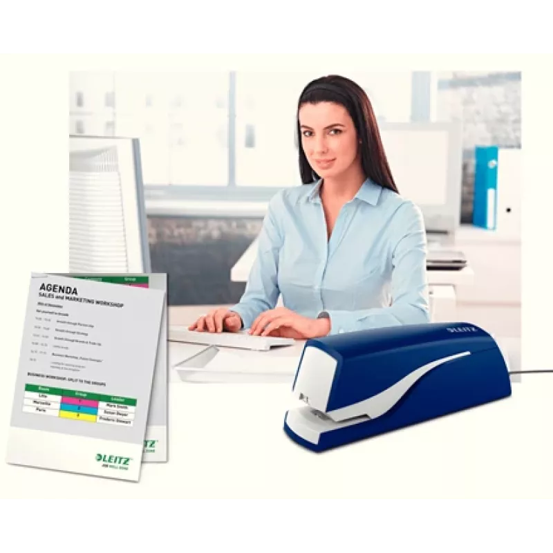 Leitz Elektrohefter 5532 NeXXt 10 Blatt, 10 Blatt, 200 Heftklammern, 1 cm, 1 cm, Kunststoff, Blau