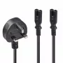Lindy 2,5 m UK-Stecker Typ G auf 2x IEC C7 Splitter-Verlängerungskabel, Schwarz