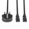 Lindy 2,5 m UK-Stecker Typ G auf 2x IEC C7 Splitter-Verlängerungskabel, Schwarz