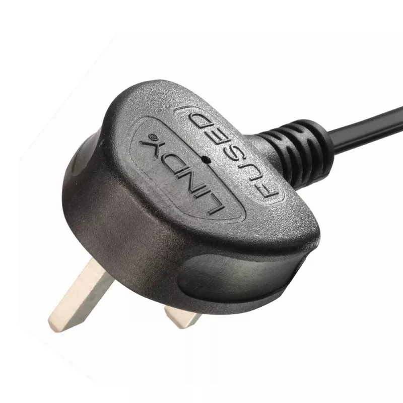 Lindy 2,5 m UK-Stecker Typ G auf 2x IEC C7 Splitter-Verlängerungskabel, Schwarz
