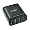 Lindy 60m 4 Port USB 2.0 Cat.6 Extender, USB 2.0, RJ-45, USB 2.0, Schwarz, Metall, 52 mm, 60 mm