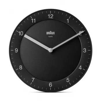 Braun BC 06 B Quarz-Wanduhr analog schwarz Quarzuhr Kreis Schwarz