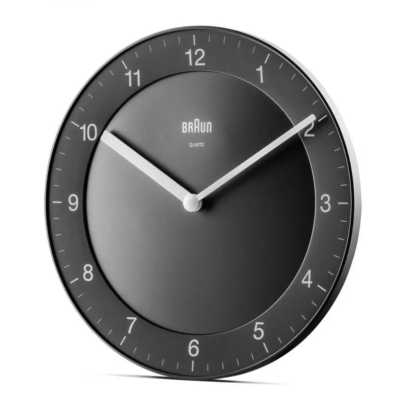 Braun BC 06 B Quarz-Wanduhr analog schwarz Quarzuhr Kreis Schwarz