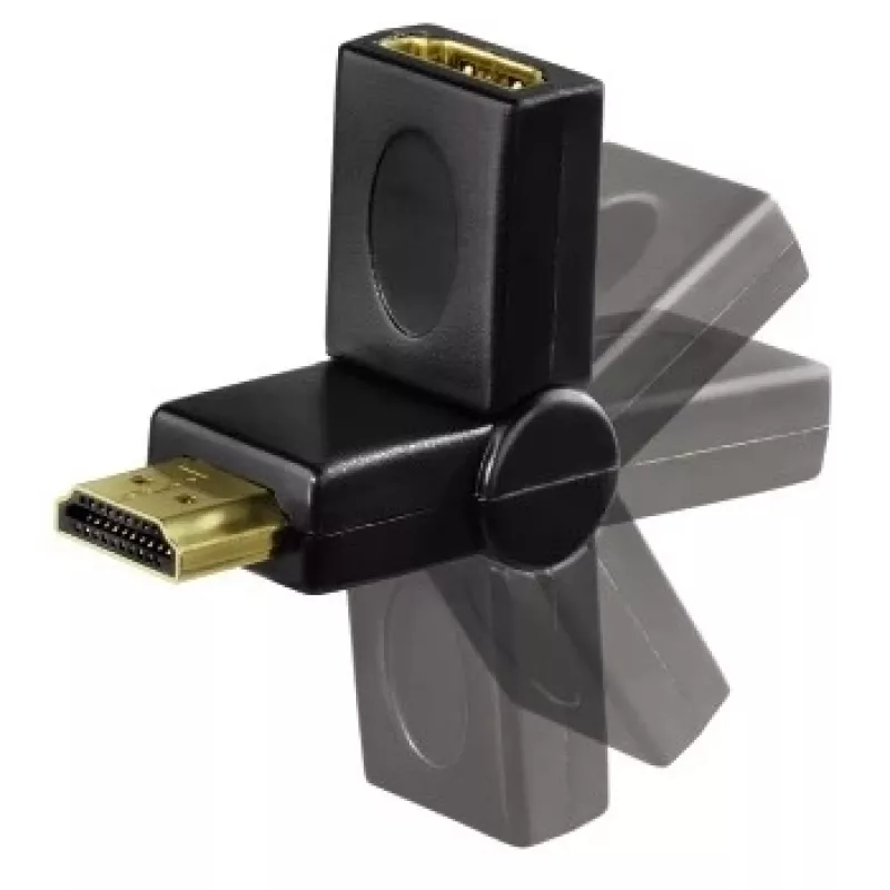 Hama Kompakt-Adapter HDMI-Stecker - HDMI-Buchse, schwenkbar, schwarz