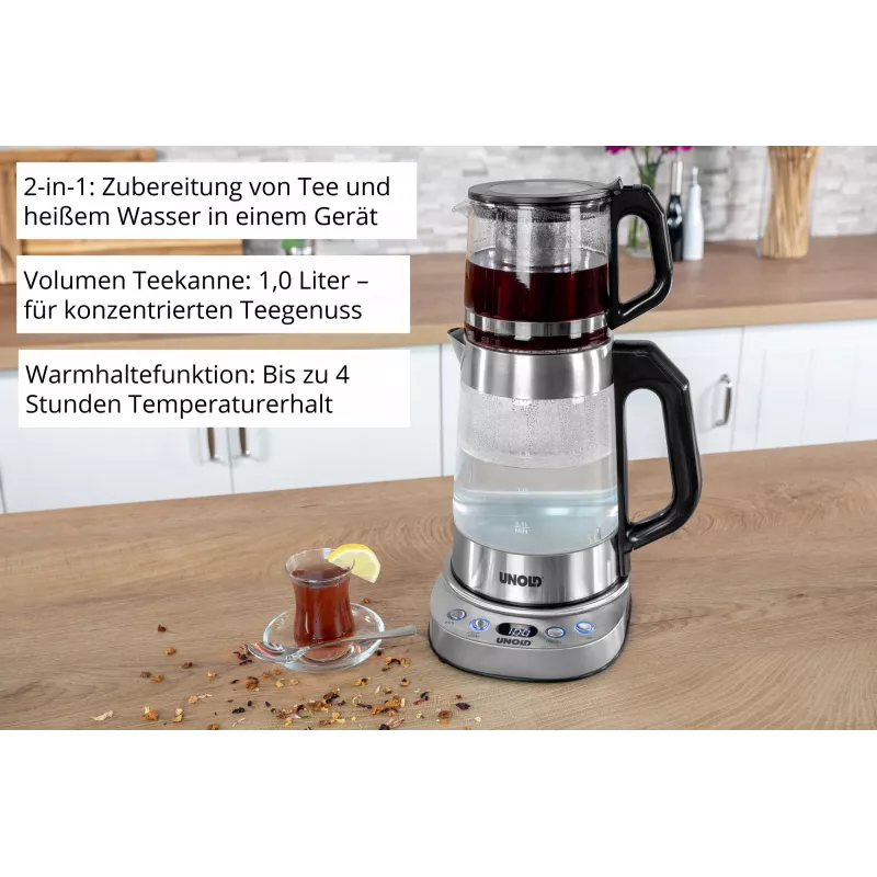Unold 18215 Samowar Selin elektrischer Wasserkocher 1,7 L 1800 W Edelstahl