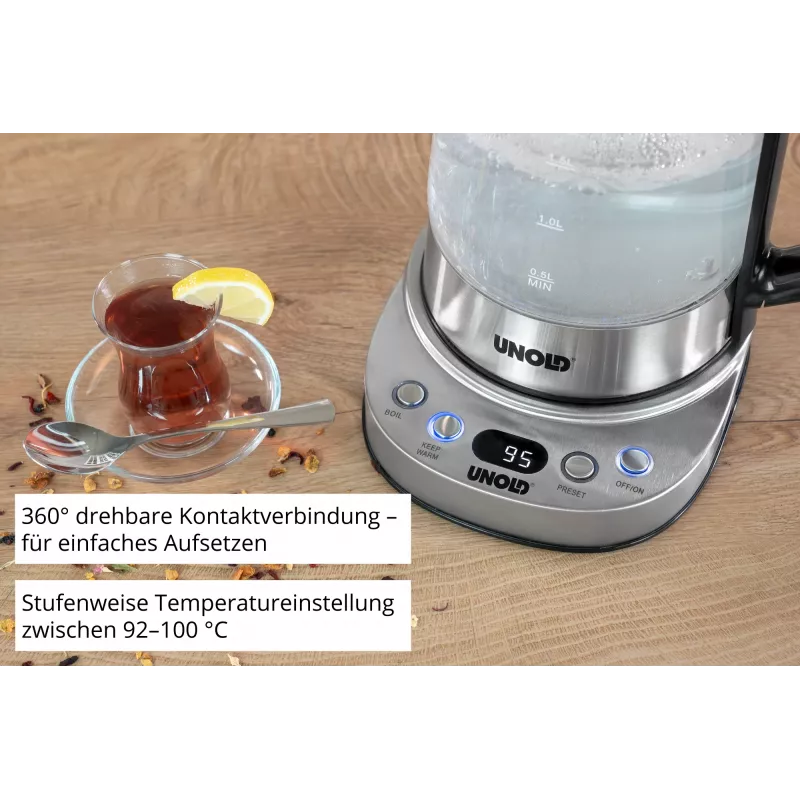 Unold 18215 Samowar Selin elektrischer Wasserkocher 1,7 L 1800 W Edelstahl