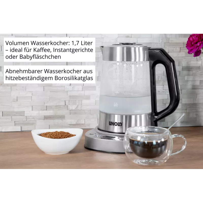 Unold 18215 Samowar Selin elektrischer Wasserkocher 1,7 L 1800 W Edelstahl