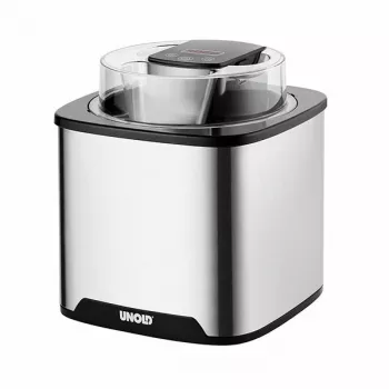 Unold Eismaschine Gelato 1,5 L, Traditionelle Eismaschine, 1,5 L, 1 Schüsseln, Schwarz, Edelstahl, 30 min, LCD