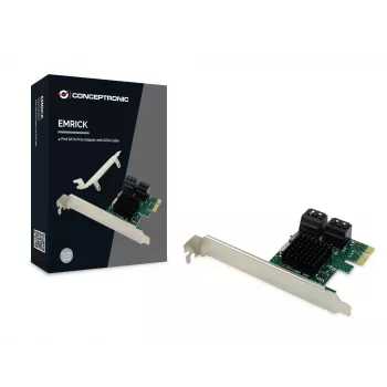 Conceptronic EMRICK 4-Port SATA PCIe Adapter mit SATA-Kabel