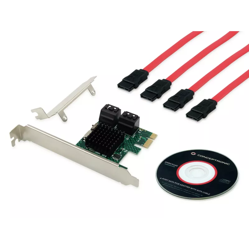 Conceptronic EMRICK 4-Port SATA PCIe Adapter mit SATA-Kabel