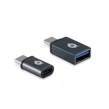 Conceptronic DONN04G USB-C auf USB A/MicroB OTG Adapter 2er-Pack, 10 Gbit/s (C-A), 480 Mbit/s (C-MicroUSB)
