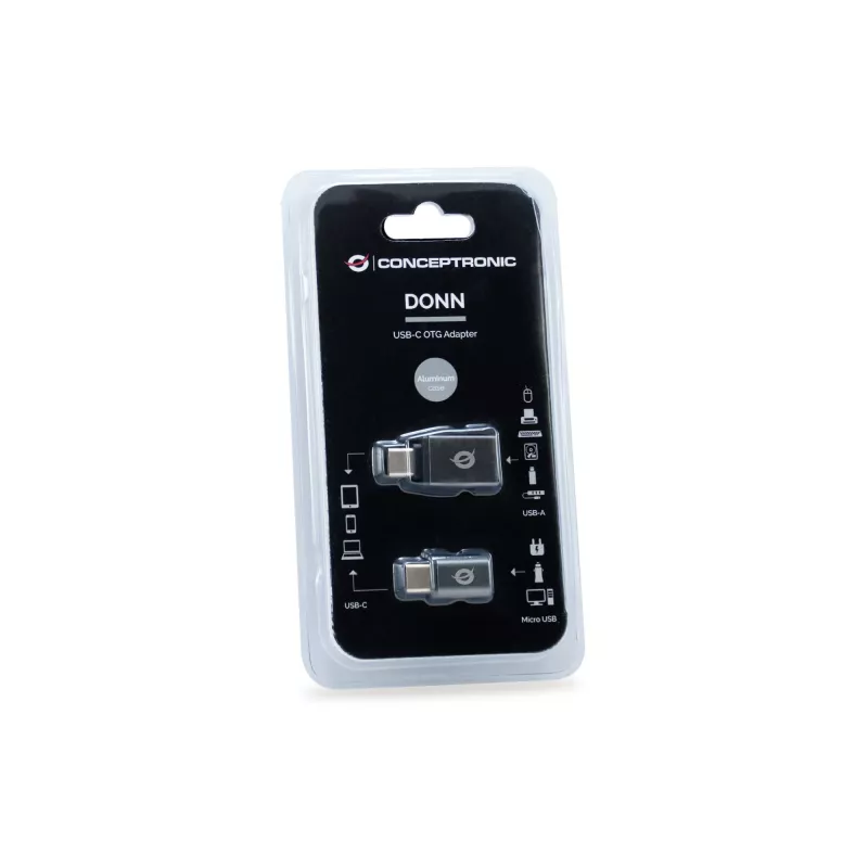 Conceptronic DONN04G USB-C auf USB A/MicroB OTG Adapter 2er-Pack, 10 Gbit/s (C-A), 480 Mbit/s (C-MicroUSB)