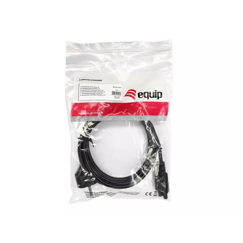 Equip High Quality Stromkabel, C5 auf Schuko, 1,8m, 1,8 m, CEE 7/7, IEC C5, H05VV-F3G, 250 V, 2,5 A