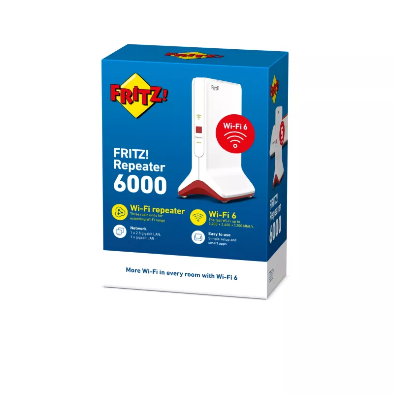 Wireless Range Extender AVM FRITZ!Repeater 6000 Edition International — Tri-Band 6000 Mbit/s, 2x LAN, weiß