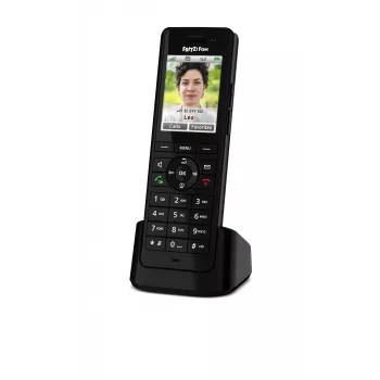 DECT-Schnurlostelefon AVM FRITZ! X6 schwarz — Freisprecheinrichtung, Anrufbeantworter, Rufnummernanzeige, 100-Einträge-Telefonbuch