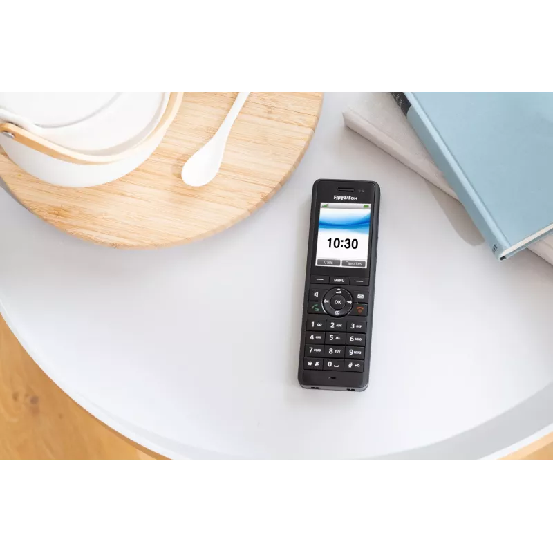 DECT-Schnurlostelefon AVM FRITZ! X6 schwarz — Freisprecheinrichtung, Anrufbeantworter, Rufnummernanzeige, 100-Einträge-Telefonbuch